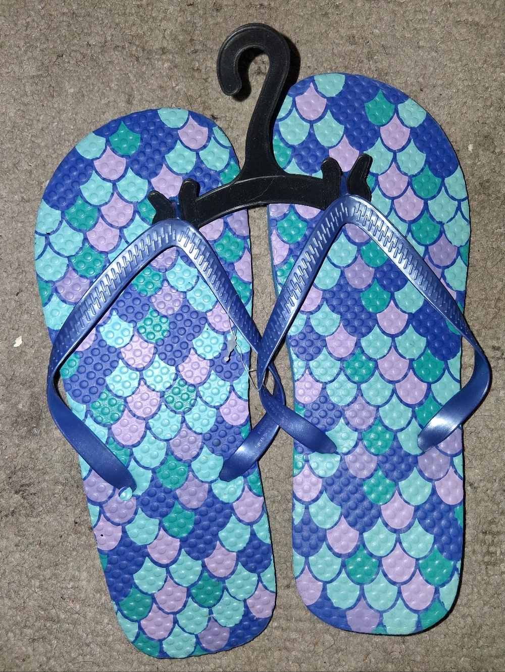 Girls' Blue Purple Teal Mermaid-Scale Flip Flops NEW Sz 5-6